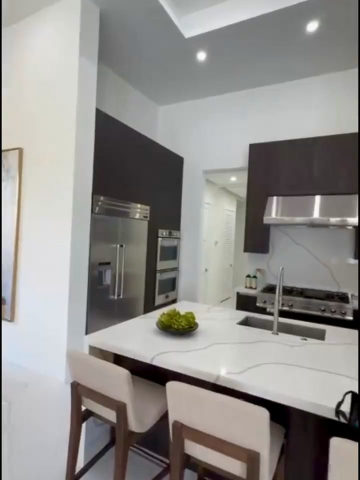 Kitchen with waterfall island